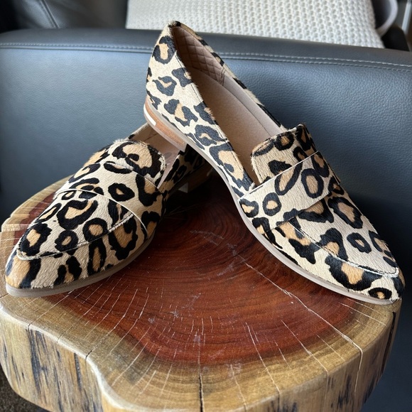 DR. SCHOLL’S FAXON REAL FUR DYED COW-HAIR LEOPARD LOAFER 6.5 - Picture 1 of 8